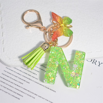 Mood 26 Algtähestikuline võtmehoidja roheline liblikas tutiga võtmehoidja Star Love Fill võtmehoidja naiste kott ripats auto võtmehoidja