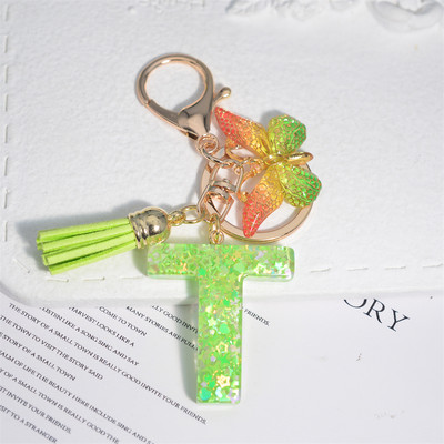 Mood 26 Algtähestikuline võtmehoidja roheline liblikas tutiga võtmehoidja Star Love Fill võtmehoidja naiste kott ripats auto võtmehoidja