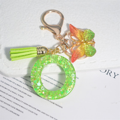 Mood 26 Algtähestikuline võtmehoidja roheline liblikas tutiga võtmehoidja Star Love Fill võtmehoidja naiste kott ripats auto võtmehoidja