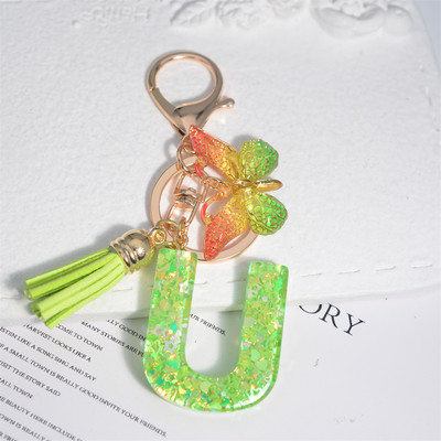 Mood 26 Algtähestikuline võtmehoidja roheline liblikas tutiga võtmehoidja Star Love Fill võtmehoidja naiste kott ripats auto võtmehoidja