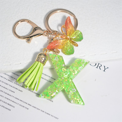 Mood 26 Algtähestikuline võtmehoidja roheline liblikas tutiga võtmehoidja Star Love Fill võtmehoidja naiste kott ripats auto võtmehoidja