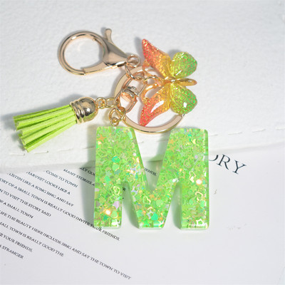 Mood 26 Algtähestikuline võtmehoidja roheline liblikas tutiga võtmehoidja Star Love Fill võtmehoidja naiste kott ripats auto võtmehoidja