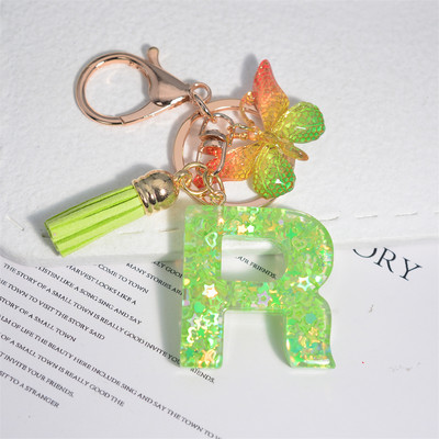 Mood 26 Algtähestikuline võtmehoidja roheline liblikas tutiga võtmehoidja Star Love Fill võtmehoidja naiste kott ripats auto võtmehoidja