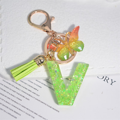 Mood 26 Algtähestikuline võtmehoidja roheline liblikas tutiga võtmehoidja Star Love Fill võtmehoidja naiste kott ripats auto võtmehoidja