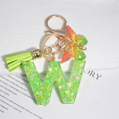 Mood 26 Algtähestikuline võtmehoidja roheline liblikas tutiga võtmehoidja Star Love Fill võtmehoidja naiste kott ripats auto võtmehoidja