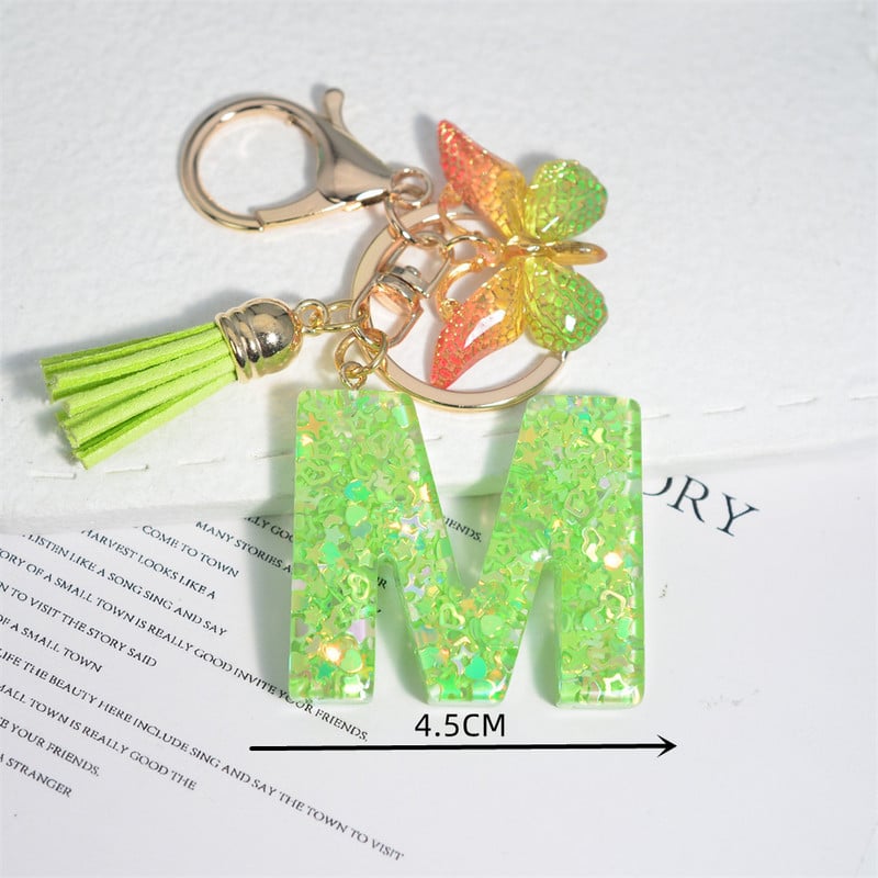 Mood 26 Algtähestikuline võtmehoidja roheline liblikas tutiga võtmehoidja Star Love Fill võtmehoidja naiste kott ripats auto võtmehoidja