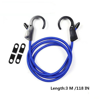 Ρυθμιζόμενο κορδόνι Bungee 59/118 ιντσών Μπλε Ρυθμιζόμενο Stretch Ρούχα αυτοκινήτου με γάντζους που ανοίγουν για αυτοκίνητα Τσάντα για μοτοσικλέτες