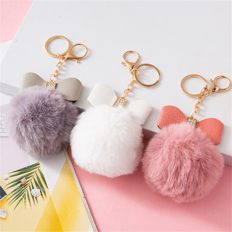 Bolyhos Szőrme Pom Kulcstartók Puha Műszőrme-szerű Golyós Autós Kulcstartó Kulcstartó Női Táska Medál Ékszer Kulcstartó Charms