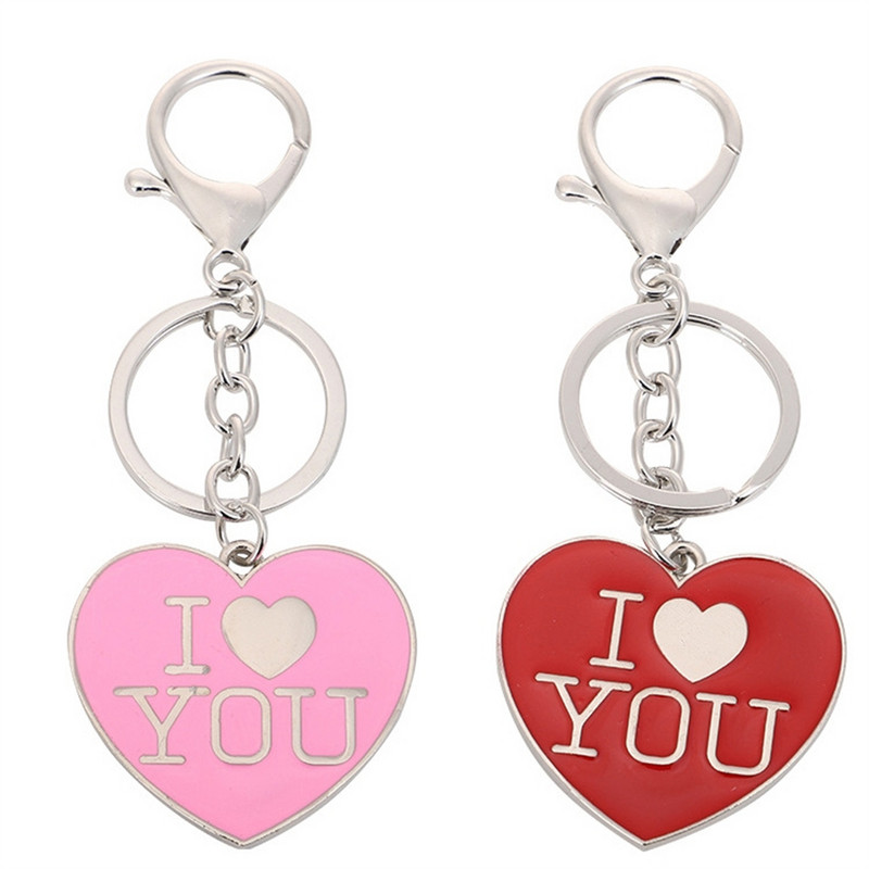 Μεταλλικό μενταγιόν σε σχήμα καρδιάς I Love You Couples Keychain Lovers Express Love Μπρελόκ Αξεσουάρ Ραντεβού Δώρο γάμου