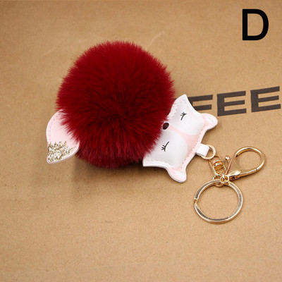 Νέα Cute Fox βελούδινα μπρελόκ Πομπον Δερμάτινη θήκη κλειδιού Μπρελόκ Τσάντα αυτοκινήτου Γούρια Μπρελόκ Γυναικεία μόδα Δημιουργικό δώρο κοσμημάτων