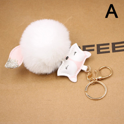 Νέα Cute Fox βελούδινα μπρελόκ Πομπον Δερμάτινη θήκη κλειδιού Μπρελόκ Τσάντα αυτοκινήτου Γούρια Μπρελόκ Γυναικεία μόδα Δημιουργικό δώρο κοσμημάτων