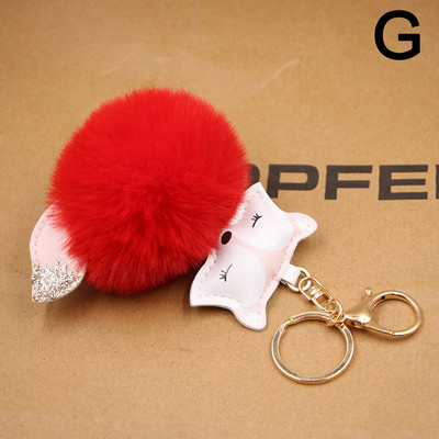 Νέα Cute Fox βελούδινα μπρελόκ Πομπον Δερμάτινη θήκη κλειδιού Μπρελόκ Τσάντα αυτοκινήτου Γούρια Μπρελόκ Γυναικεία μόδα Δημιουργικό δώρο κοσμημάτων