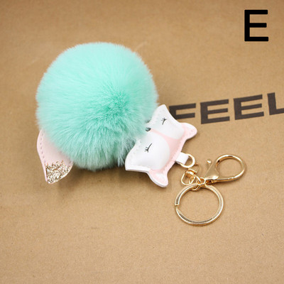 Νέα Cute Fox βελούδινα μπρελόκ Πομπον Δερμάτινη θήκη κλειδιού Μπρελόκ Τσάντα αυτοκινήτου Γούρια Μπρελόκ Γυναικεία μόδα Δημιουργικό δώρο κοσμημάτων