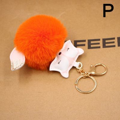 Νέα Cute Fox βελούδινα μπρελόκ Πομπον Δερμάτινη θήκη κλειδιού Μπρελόκ Τσάντα αυτοκινήτου Γούρια Μπρελόκ Γυναικεία μόδα Δημιουργικό δώρο κοσμημάτων