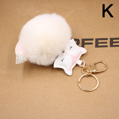 Νέα Cute Fox βελούδινα μπρελόκ Πομπον Δερμάτινη θήκη κλειδιού Μπρελόκ Τσάντα αυτοκινήτου Γούρια Μπρελόκ Γυναικεία μόδα Δημιουργικό δώρο κοσμημάτων