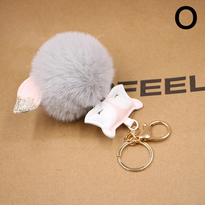 Νέα Cute Fox βελούδινα μπρελόκ Πομπον Δερμάτινη θήκη κλειδιού Μπρελόκ Τσάντα αυτοκινήτου Γούρια Μπρελόκ Γυναικεία μόδα Δημιουργικό δώρο κοσμημάτων