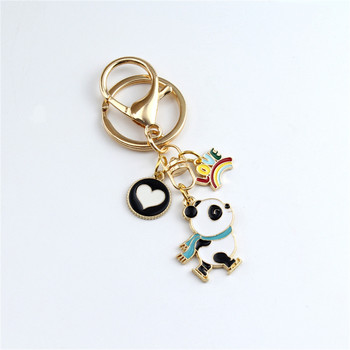 Anime Sports Skating Panda Keyring Oil Dripping Alloy Διακοσμητικά μπρελόκ Δημιουργικό μενταγιόν με κλειδί Αξεσουάρ τσάντα για κορίτσια Δώρο
