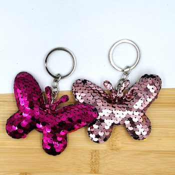Ключодържател с цветни пайети Европейска и американска мода Блестяща чанта с пеперуда Висулка Аксесоари за дамско облекло