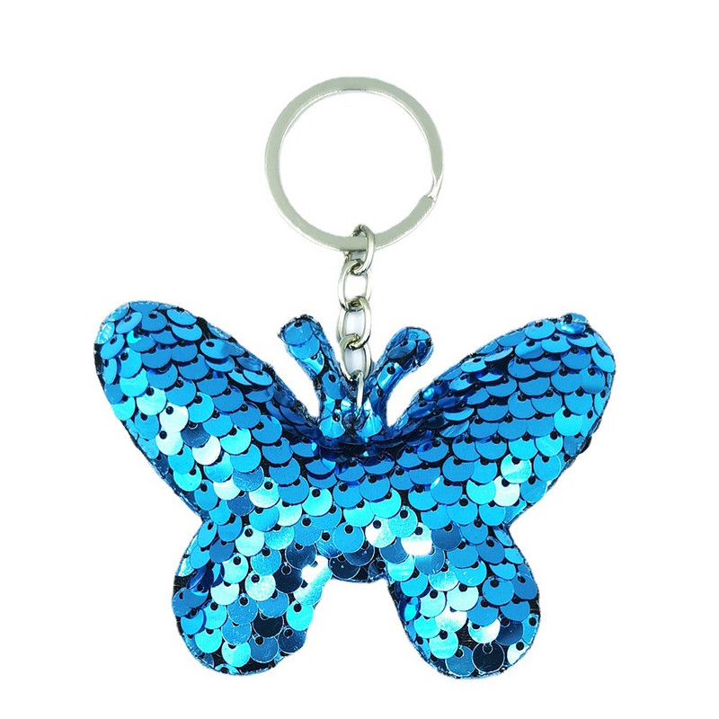 Színes flitterekkel kulcstartó európai és amerikai divat fényes pillangós táska medál női ruházati kiegészítők
