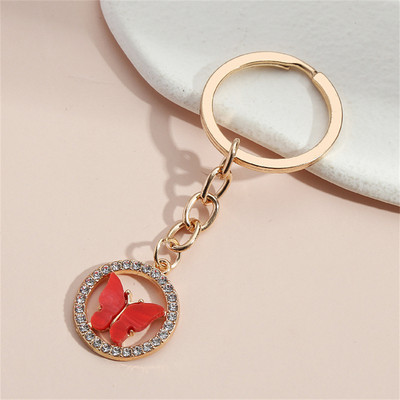 Diamond Encrusted Color Butterfly Keychain Car Bag Key Ring Small and Exquisite Accessories Gift Women Favorite Jewelry Ornament