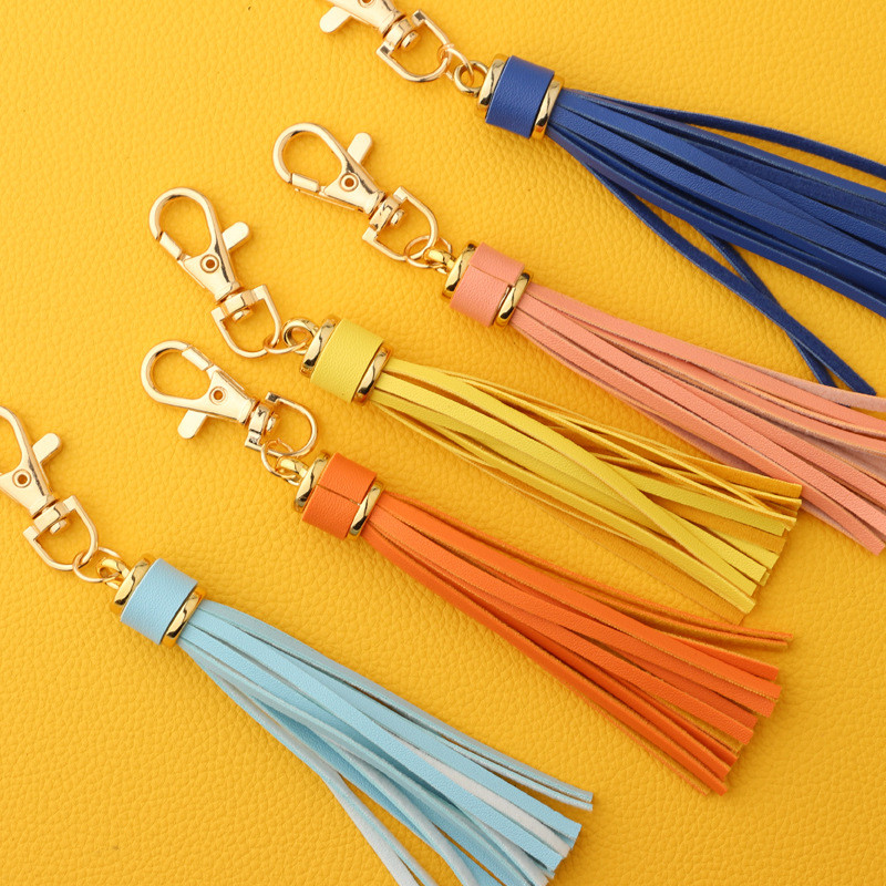 Fashion Charm Χρώμα μπρελόκ Δερμάτινο μπρελόκ με φούντα Αξεσουάρ κοσμημάτων Όμορφο εκλεκτό στολίδι με φούντα δώρο για γυναίκες