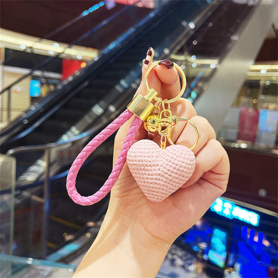 Breloc din frânghie din piele, țesut manual, inimă colorată, breloc pentru bărbați și femei, accesoriu de modă pentru mașină, brelocuri, cadouri