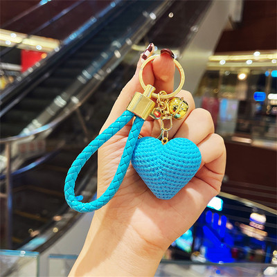 Breloc din frânghie din piele, țesut manual, inimă colorată, breloc pentru bărbați și femei, accesoriu de modă pentru mașină, brelocuri, cadouri
