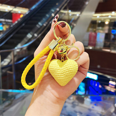 Breloc din frânghie din piele, țesut manual, inimă colorată, breloc pentru bărbați și femei, accesoriu de modă pentru mașină, brelocuri, cadouri