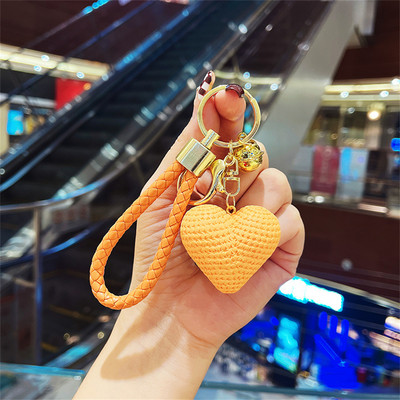 Breloc din frânghie din piele, țesut manual, inimă colorată, breloc pentru bărbați și femei, accesoriu de modă pentru mașină, brelocuri, cadouri