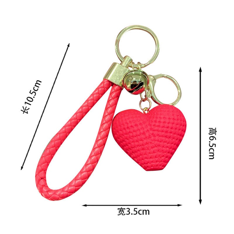 Breloc din frânghie din piele, țesut manual, inimă colorată, breloc pentru bărbați și femei, accesoriu de modă pentru mașină, brelocuri, cadouri