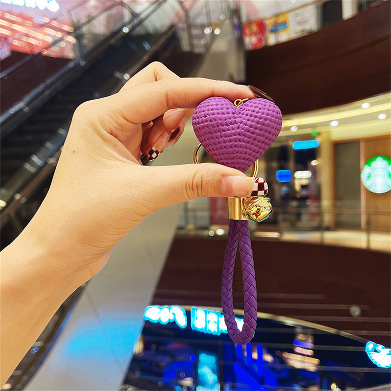 Breloc din frânghie din piele, țesut manual, inimă colorată, breloc pentru bărbați și femei, accesoriu de modă pentru mașină, brelocuri, cadouri
