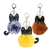 Mielas dirbtinio kailio kamuoliukas Pom Pom raktų pakabukas moterims mergaičių krepšys žavesys Priedai Creative Pu Cat pliušinis rutulinis pakabukas su raktų pakabuku