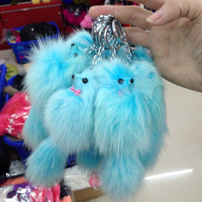 Mieli pūkuoti raktų pakabukai žiedai lanko mazgai Fox Ball pakabukai raktų pakabukai automobilio raktų pakabuko laikiklis žavesio krepšys pomponas tikro lapės kailio papuošalai dovanos