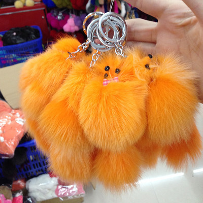 Mieli pūkuoti raktų pakabukai žiedai lanko mazgai Fox Ball pakabukai raktų pakabukai automobilio raktų pakabuko laikiklis žavesio krepšys pomponas tikro lapės kailio papuošalai dovanos