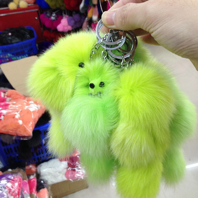 Mieli pūkuoti raktų pakabukai žiedai lanko mazgai Fox Ball pakabukai raktų pakabukai automobilio raktų pakabuko laikiklis žavesio krepšys pomponas tikro lapės kailio papuošalai dovanos