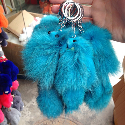 Mieli pūkuoti raktų pakabukai žiedai lanko mazgai Fox Ball pakabukai raktų pakabukai automobilio raktų pakabuko laikiklis žavesio krepšys pomponas tikro lapės kailio papuošalai dovanos