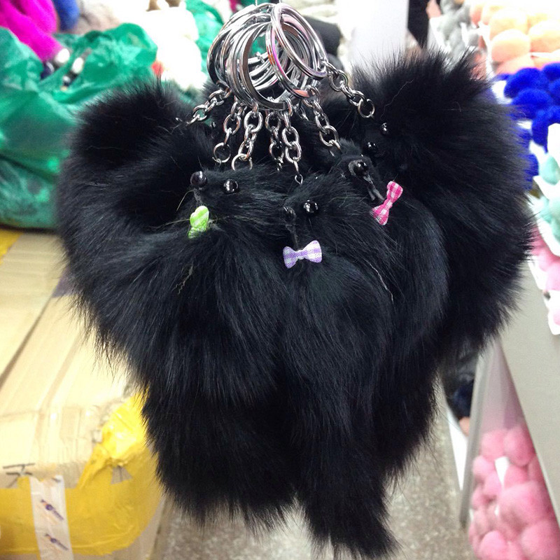 Mieli pūkuoti raktų pakabukai žiedai lanko mazgai Fox Ball pakabukai raktų pakabukai automobilio raktų pakabuko laikiklis žavesio krepšys pomponas tikro lapės kailio papuošalai dovanos