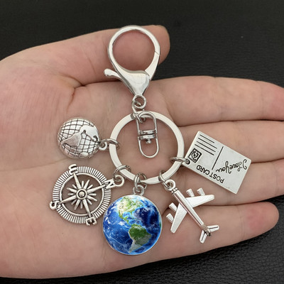 Zemljina ravnina, privjesak za ključeve, zemaljski kompas, memorijalni privjesak za ključeve, dar za ljubitelje putovanja