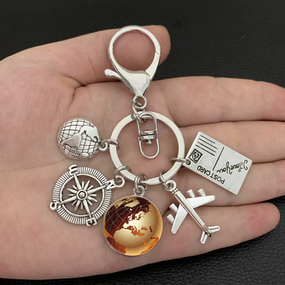 Zemljina ravnina, privjesak za ključeve, zemaljski kompas, memorijalni privjesak za ključeve, dar za ljubitelje putovanja