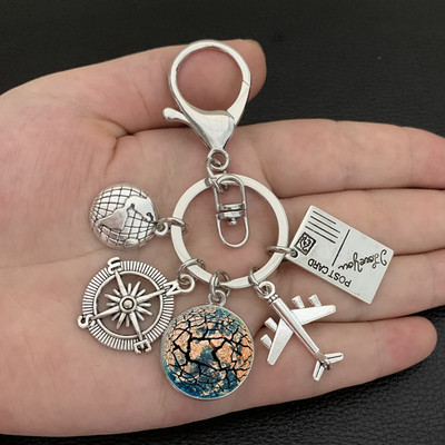 Zemljina ravnina, privjesak za ključeve, zemaljski kompas, memorijalni privjesak za ključeve, dar za ljubitelje putovanja