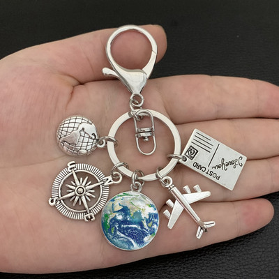 Zemljina ravnina, privjesak za ključeve, zemaljski kompas, memorijalni privjesak za ključeve, dar za ljubitelje putovanja