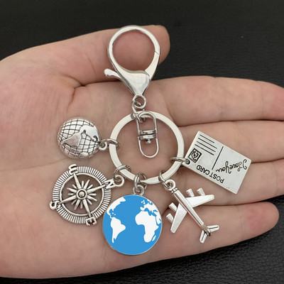Zemljina ravnina, privjesak za ključeve, zemaljski kompas, memorijalni privjesak za ključeve, dar za ljubitelje putovanja