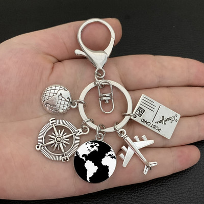 Zemljina ravnina, privjesak za ključeve, zemaljski kompas, memorijalni privjesak za ključeve, dar za ljubitelje putovanja