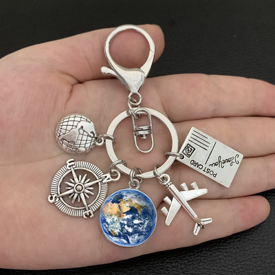 Zemljina ravnina, privjesak za ključeve, zemaljski kompas, memorijalni privjesak za ključeve, dar za ljubitelje putovanja