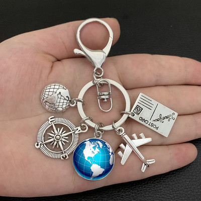 Zemljina ravnina, privjesak za ključeve, zemaljski kompas, memorijalni privjesak za ključeve, dar za ljubitelje putovanja