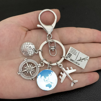 Zemljina ravnina, privjesak za ključeve, zemaljski kompas, memorijalni privjesak za ključeve, dar za ljubitelje putovanja