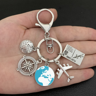 Zemljina ravnina, privjesak za ključeve, zemaljski kompas, memorijalni privjesak za ključeve, dar za ljubitelje putovanja