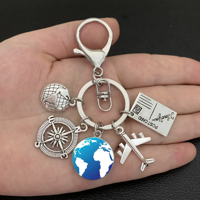 Zemljina ravnina, privjesak za ključeve, zemaljski kompas, memorijalni privjesak za ključeve, dar za ljubitelje putovanja