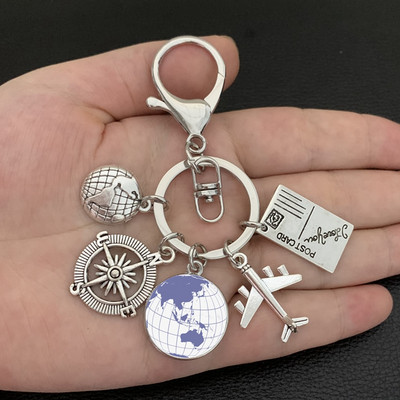 Zemljina ravnina, privjesak za ključeve, zemaljski kompas, memorijalni privjesak za ključeve, dar za ljubitelje putovanja
