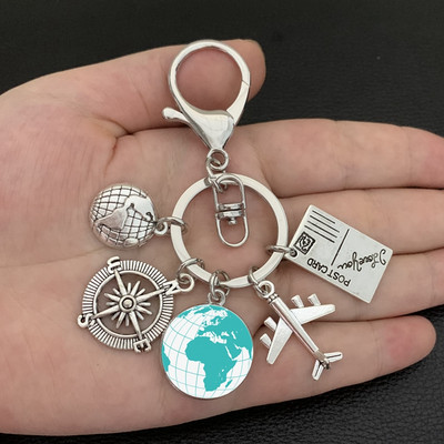 Zemljina ravnina, privjesak za ključeve, zemaljski kompas, memorijalni privjesak za ključeve, dar za ljubitelje putovanja